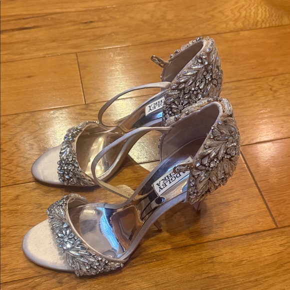 Badgley Mischka Silver Embellished Heels - Picture 5 of 7